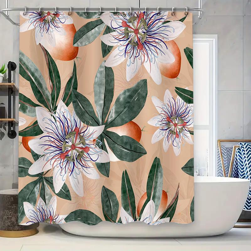 

Beautiful Blossom Print Shower Curtain Peach Color Watercolor Floral Design for Bathroom Decorations 72 x 84 Inches Easy Install 90x180cm