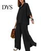 Lightweight Casual Outfit Women's Two-Piece Oversized 3/4 Sleeve Pullover Top And Spring Autumn Fashion Wide Leg Pants Set Fall Loose Lounge