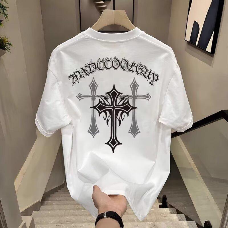 

Summer Y2K Casual Fashion Multipurpose Mens Tshirt in Trendy American Style 100 Pure Cotton Mens Shortsleeved Shirt 3XL