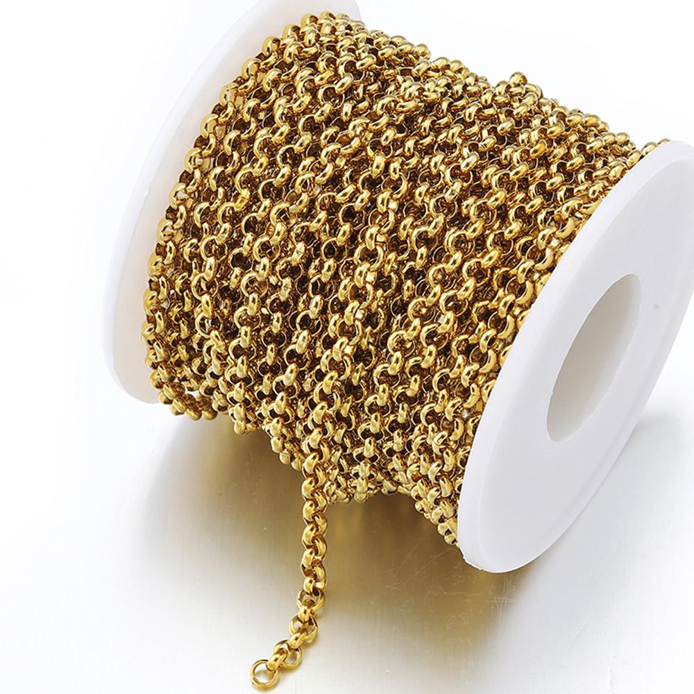1Meter 1mm-7.5mm No Fade Gold Chain Stainless Steel Curb Chains for Jewelry Making DIY Bracelet Necklace Thick Chain Components