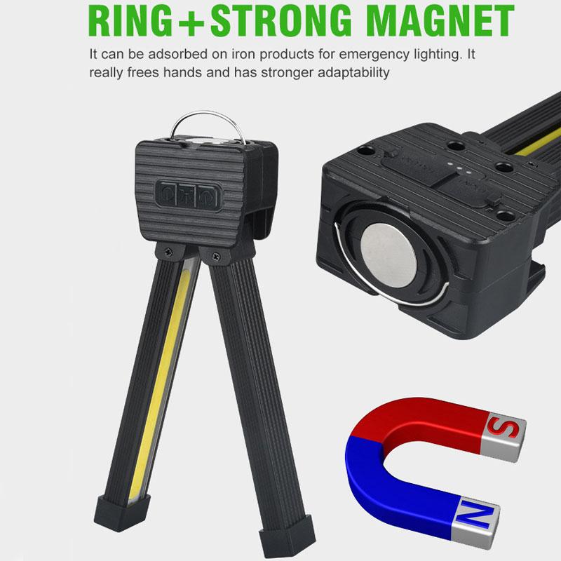 Rechargeable LED Work Lights 6 Modes Foldtable Flashlight with Magnetic Hanging Hook Type-C USB Charging for Camping Car Repair Workshop Emergency