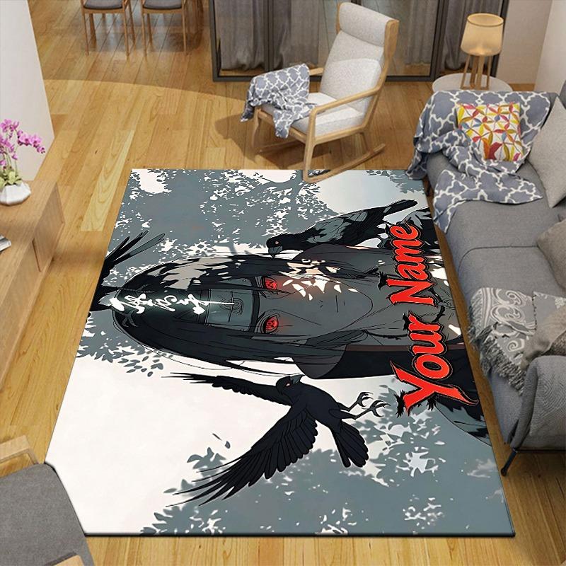 Custom 1Pc Anime Ninja Crow Custom Print Flannel Personalized Rug Non Slip Floor Mat Soft Carpet for Living Bedroom Office Home Decor Gift