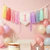 Bohemian Wooden Bead & Tassel Banner for Children's 1st Birthday Party Decor