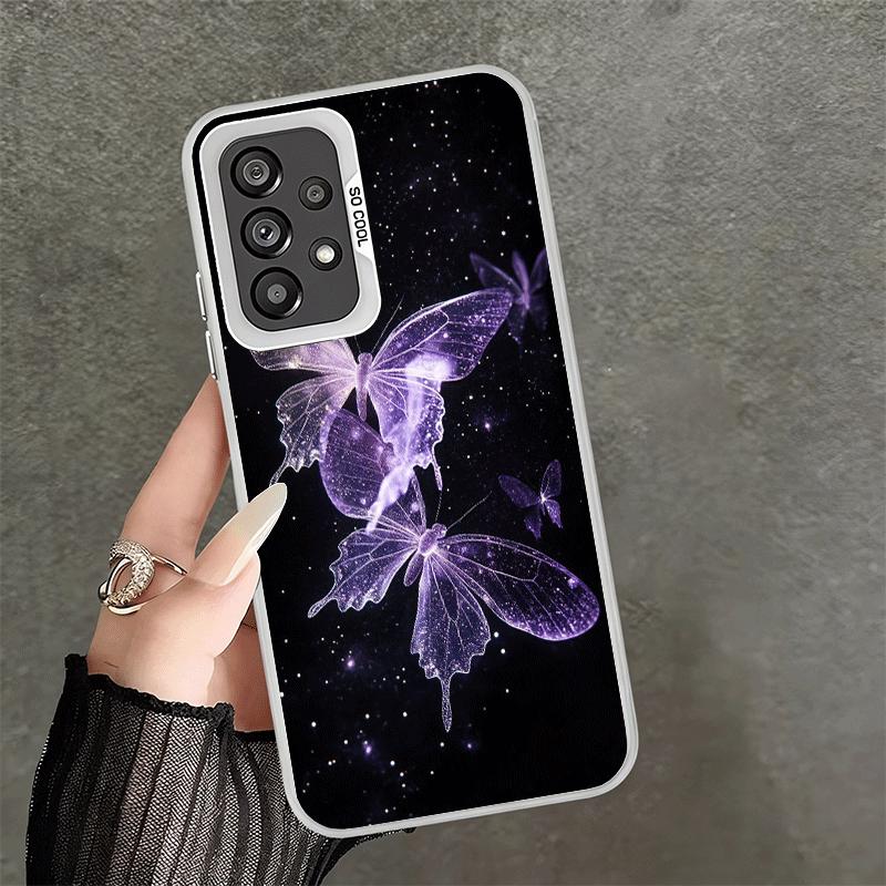 Beautiful Purple Butterfly Shockproof Phone Case for Samsung A17 A16 A15 A14 A37 A57 A36 A56 A26 A35 A55 A25 A34 A54 A24 A13 A23