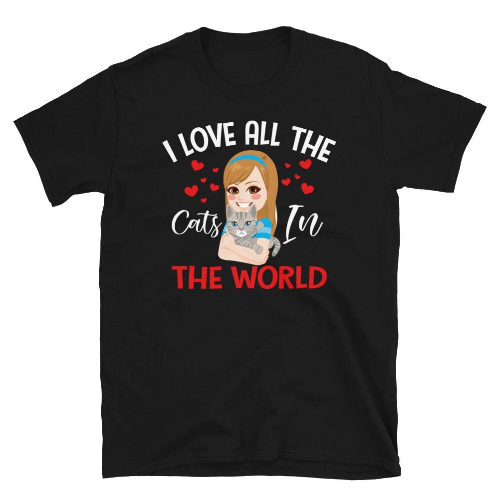 Love All The CAts Cute Cat Funny Animal Kitty Cats T-Shirt XL
