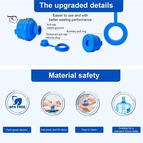 Universal Replacement Lid for Water Bottles Jug Cap, Silicone Reusable Non Spill Safe Cover Dormitory Bottle Caps 55mm Dispenser Sealing Stopper