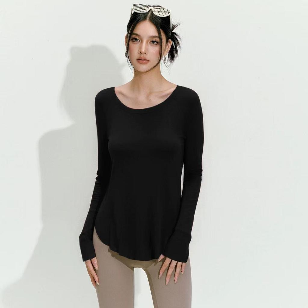Women's Long Sleeve Ribbed Yoga Top - Autumn/Winter Collection, Slim Fit, Nude Feeling, Perfect for Pilates & Outdoor Sportswear