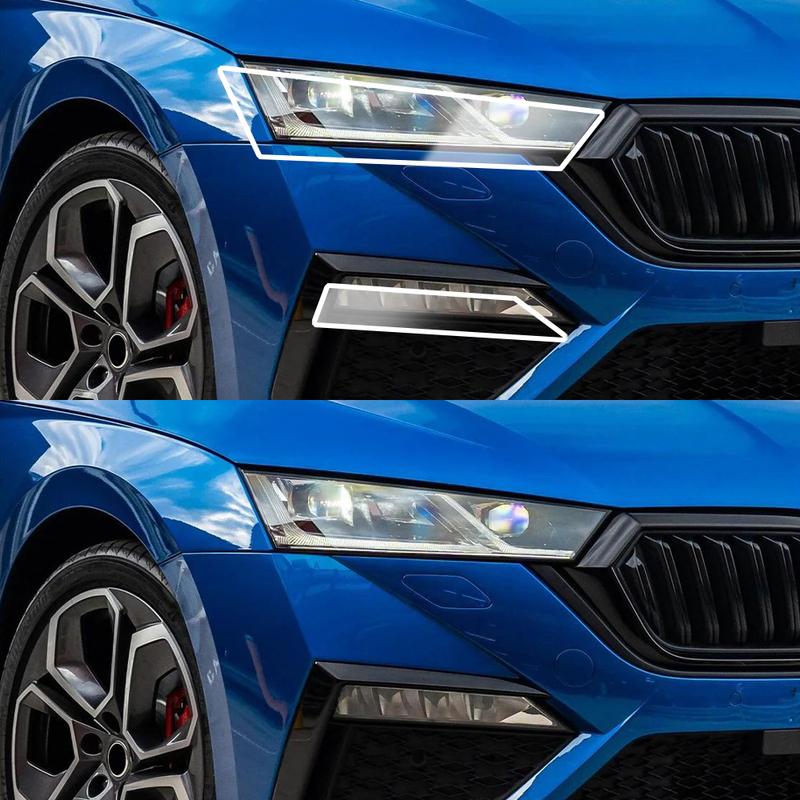 TPU PPF for Skoda Octavia MK4 MK3 2017-2026 High Gloss Smoke Black Pre Cut Car Headlight Protective Film Anti-Scratch Vinyl Wrap
