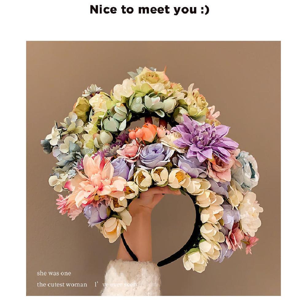 Women Double‑Sided 3D Floral Wreath Headband Elegant Hanfu Hair Accessories for Daily Wear Photo Shooting