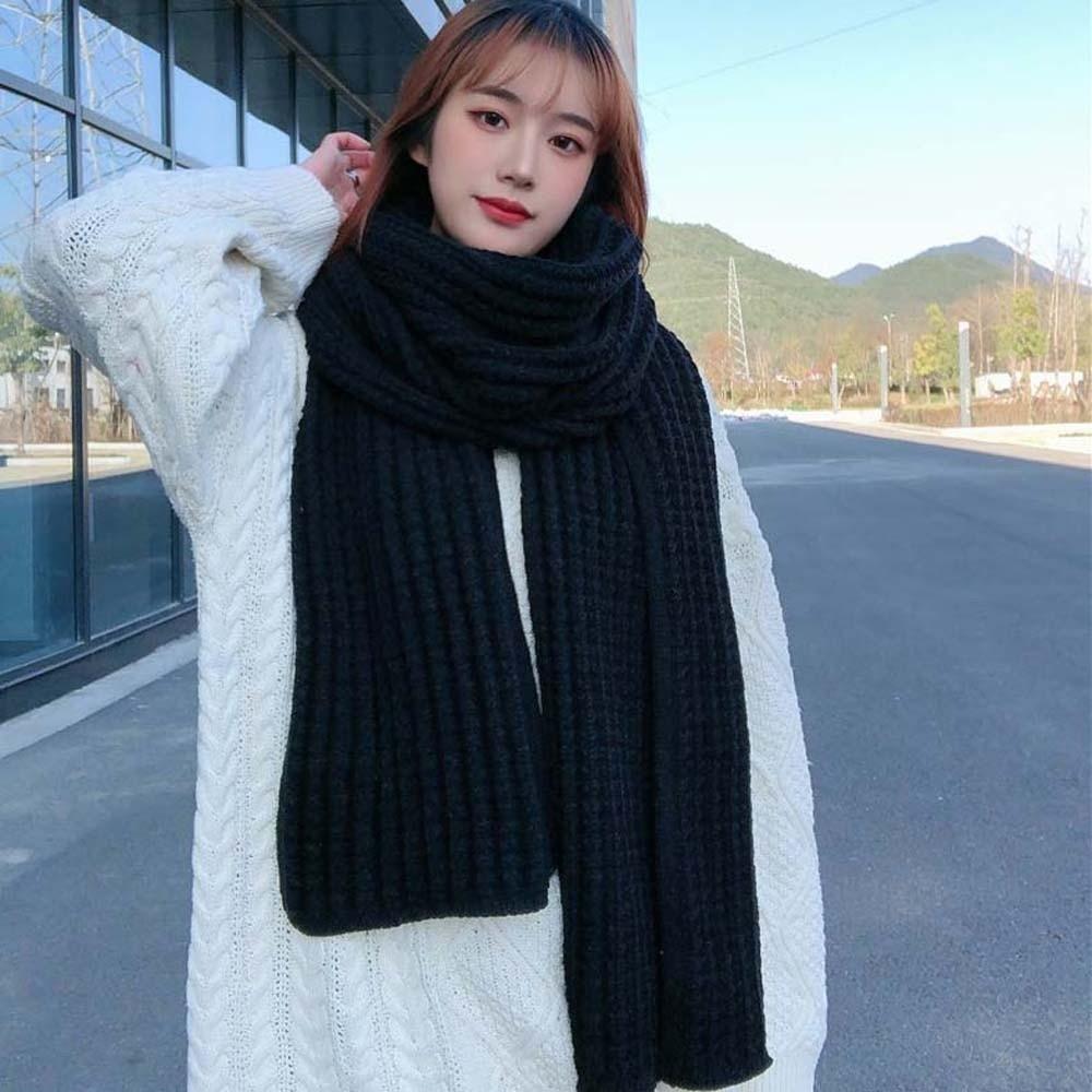 Spandex Knitting Wool Scarf Acrylic Fibers Winter Warmer Scarf Long Thickened Neckscarf  Women