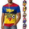 Men’s Theme Print Henley Neck Casual Short Sleeve Shirt Soccer Graphic Button Up Top for Everyday Wear