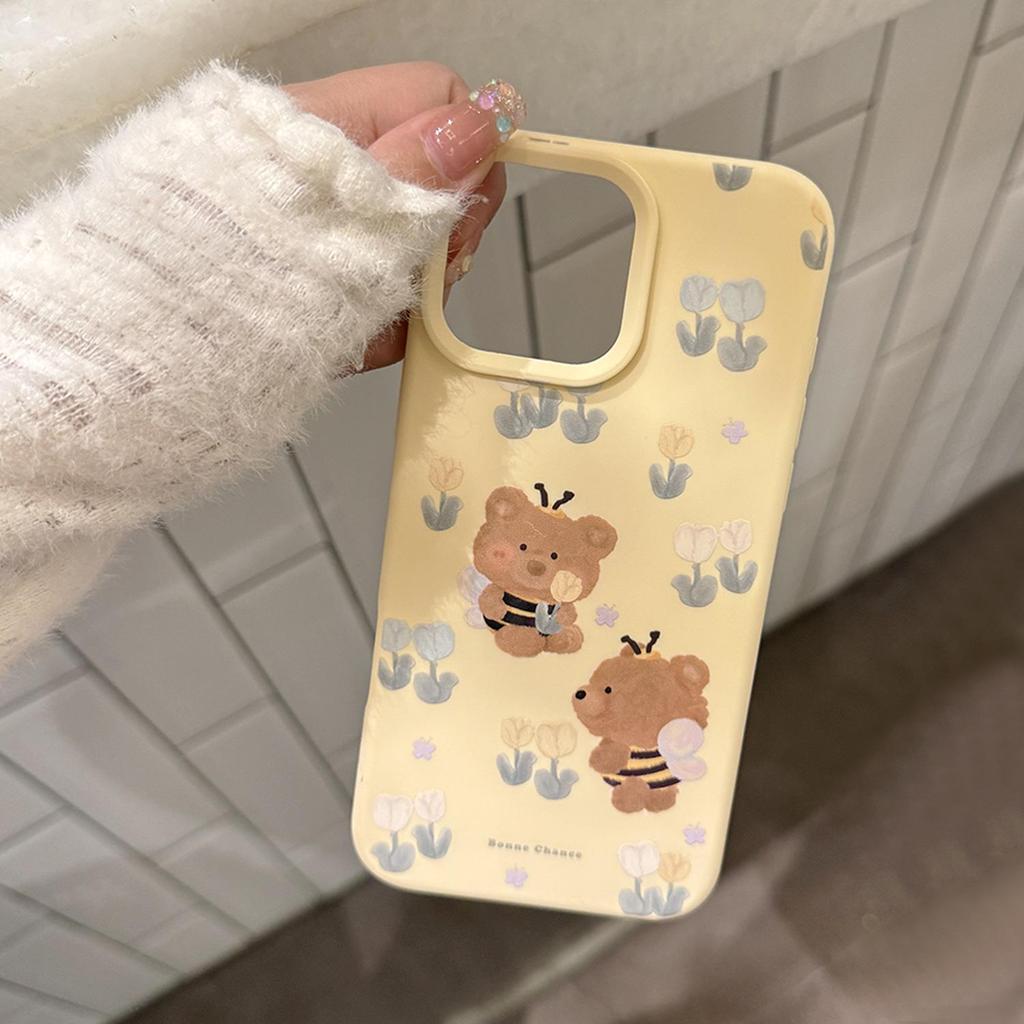 MVUCA Cartoon Bee Protective Case with Lanyard for iPhone 16 and iPhone 16 Pro Max