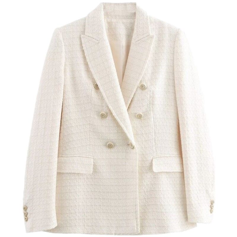 Fashion Style 2024 Fall and Winter New Women's Texture Double Breasted Lapel Long Sleeve Suit Coat 9104960