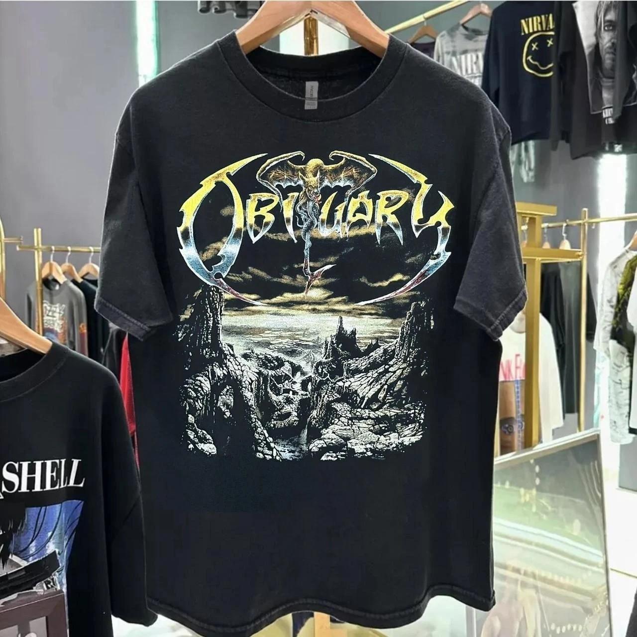 00s Obituary band Graphic Retro style Black T shirt Remake design Unisex T-Shirt S