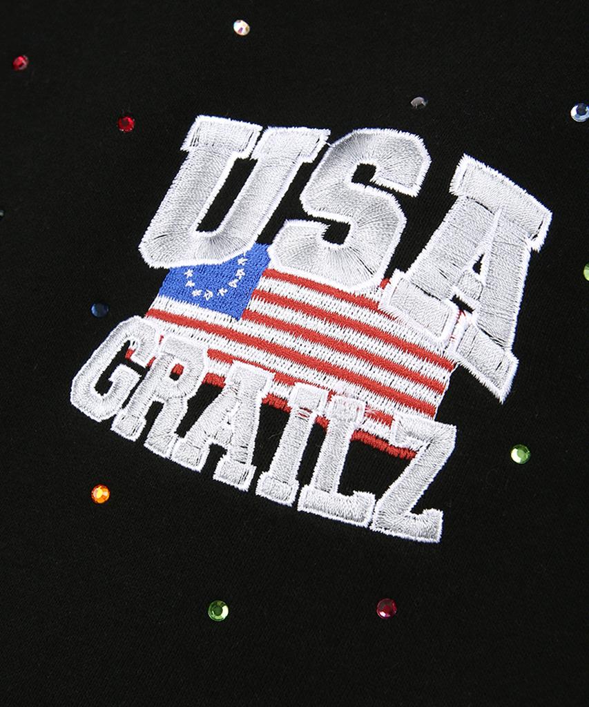 GRAILZ Crystal Baggy Sweat Pants [Black]