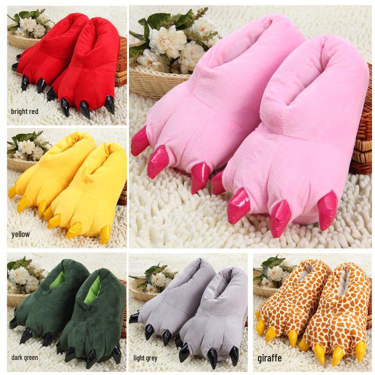 Cartoon Animal Slippers: Cozy Tiger & Dinosaur Claw Pajamas
