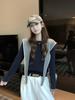 Autumn Korean Color-Block Striped Shawl & T-Shirt Women's College Style Top