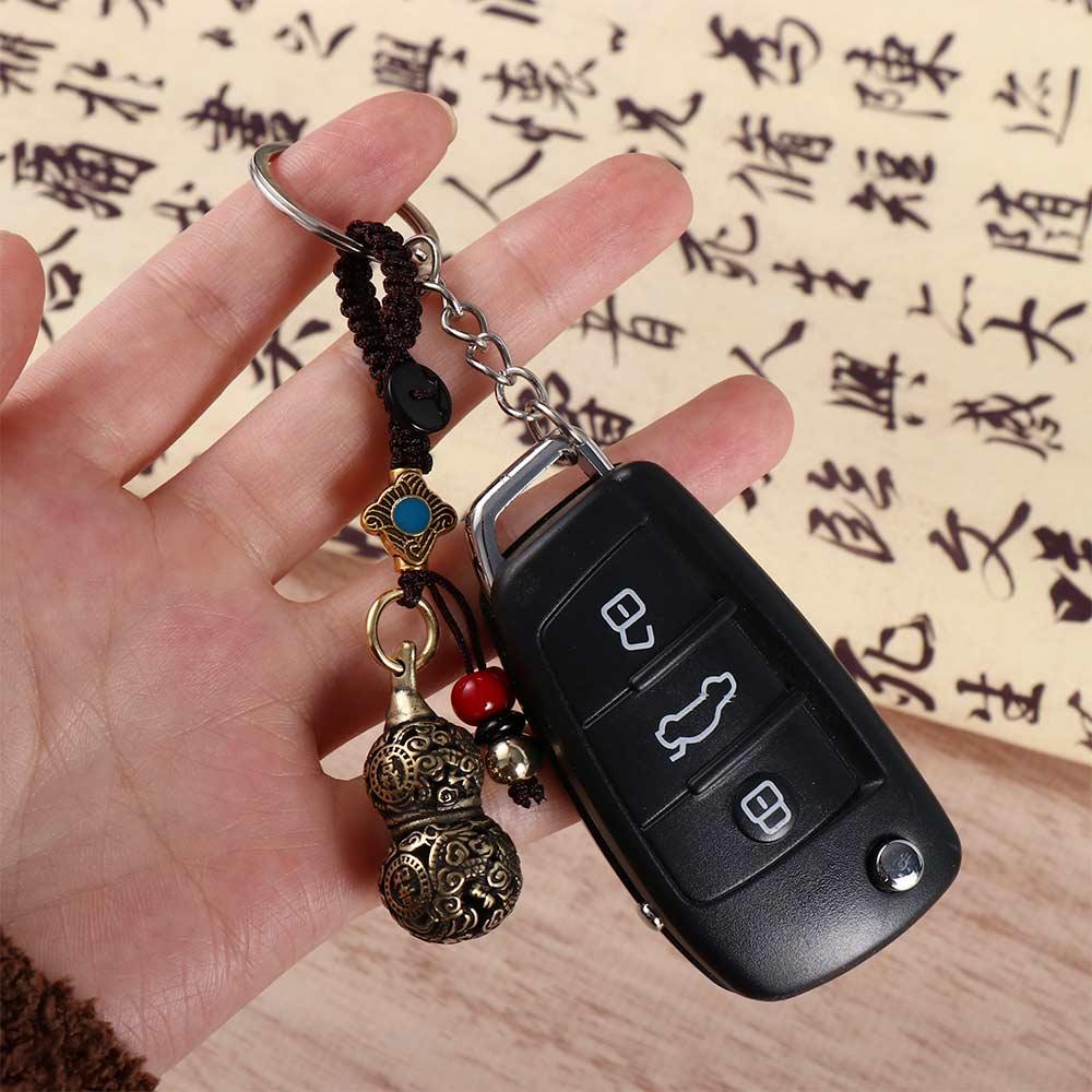 Gourd Lucky Blessing Chinese Style Car Keyring Keychain Components Brass KeyChains Jewelry Findings