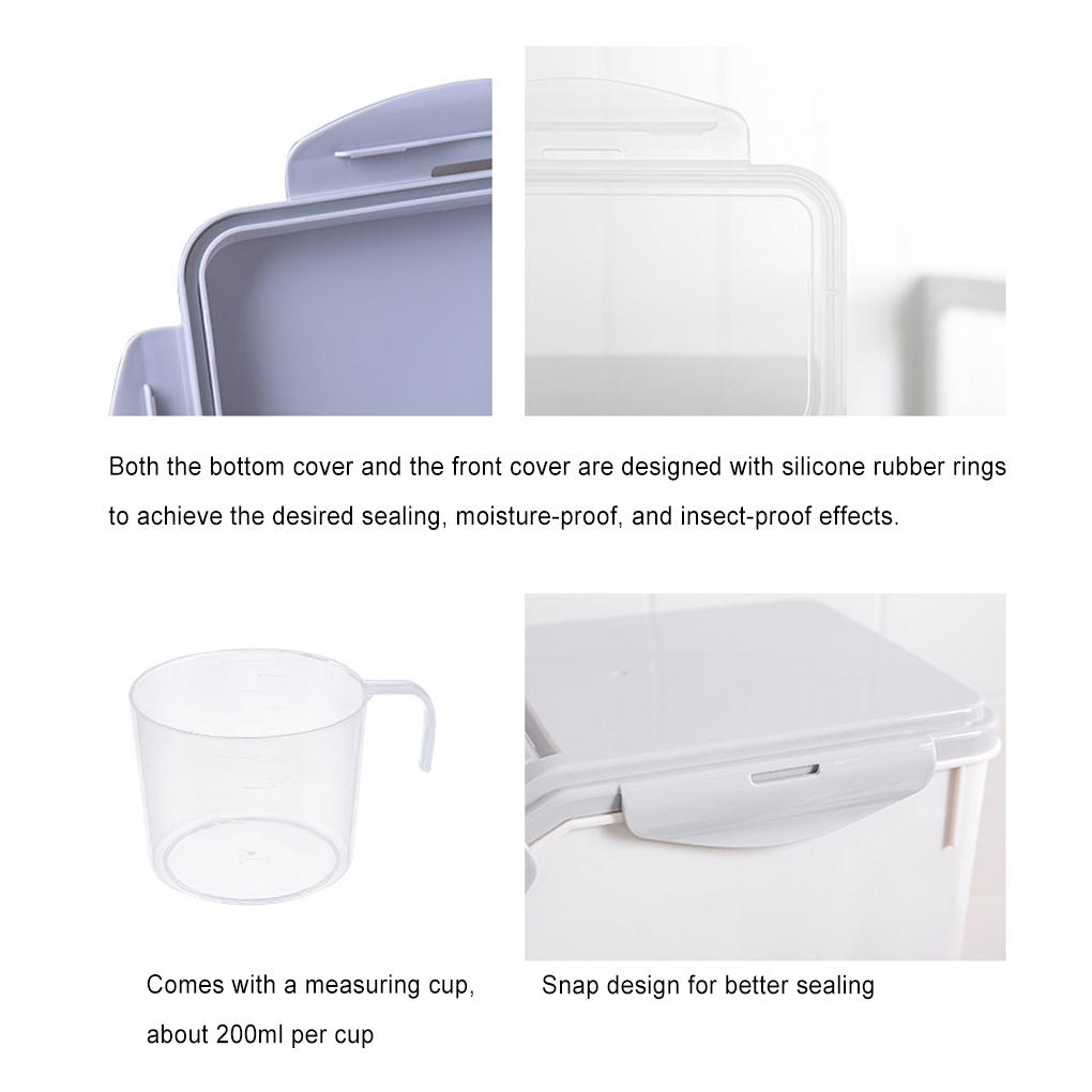 Dog Food Bucket Pet Food Storage Container Mothproof Leakproof Roller Base Sealed Solid Color Box Accessories with Measuring Cup