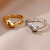 Stainless Steel Rings for Women Gold Plated Adjustable Couple Ring New In Accessories Aesthetic Waterproof Zircon Anillos Mujer