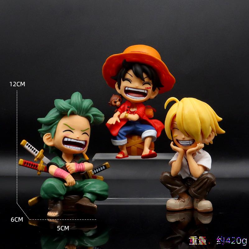 12cm Anime Figure One Piece Monkey D Luffy Roronoa Zoro Kawaii Toys Q Figural Nendoroid Car Decoration PVC Model Fans Gifts