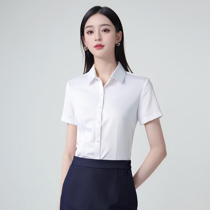 Женская белая деловая рубашка без складок L/37