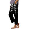 Women Casual Drawstring Waist Pants with Pockets Loose Fit Floral Print Elastic Waistband Lightweight Trousers for Everyday Wear