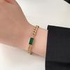 Double Layer Retro Emerald Gemstone Titanium Bracelet - Fashionable Green Phantom Design