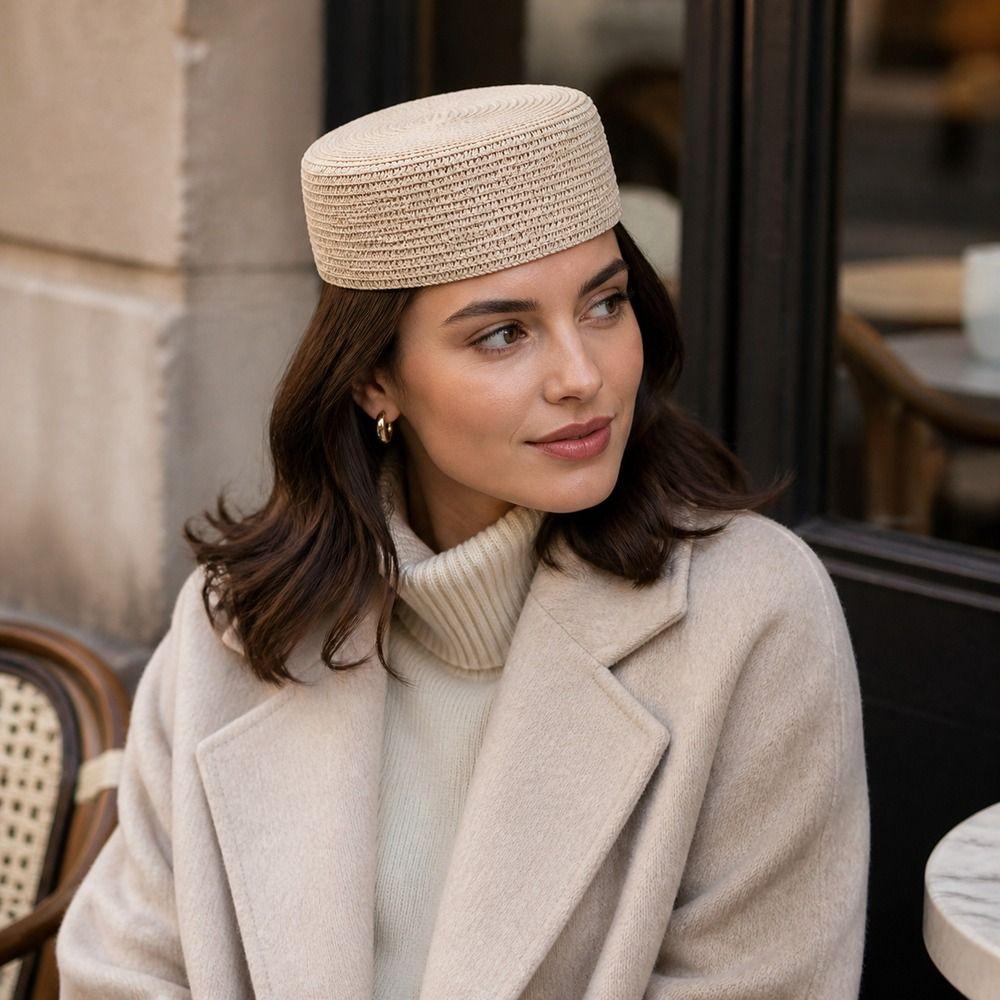 Solid Brimless Cap Structured Crown Painter Hat New Round Dress Hat Women's