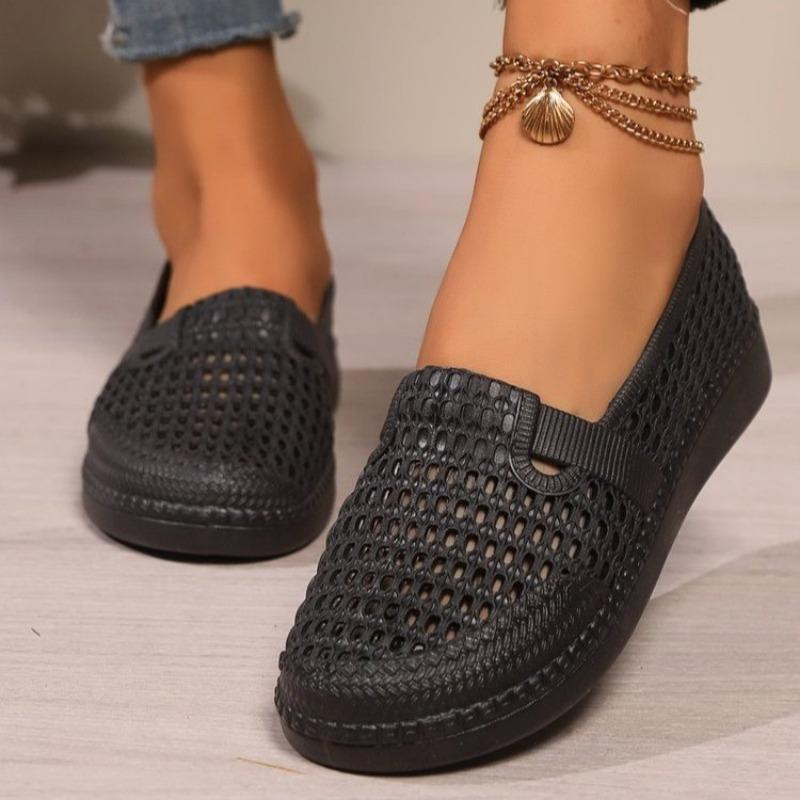 Fashion Women's Fashion Flat Shoes Women's Fashion Round Head Hollow Soft Sole Anti-slip Wear-resistant Single Shoes