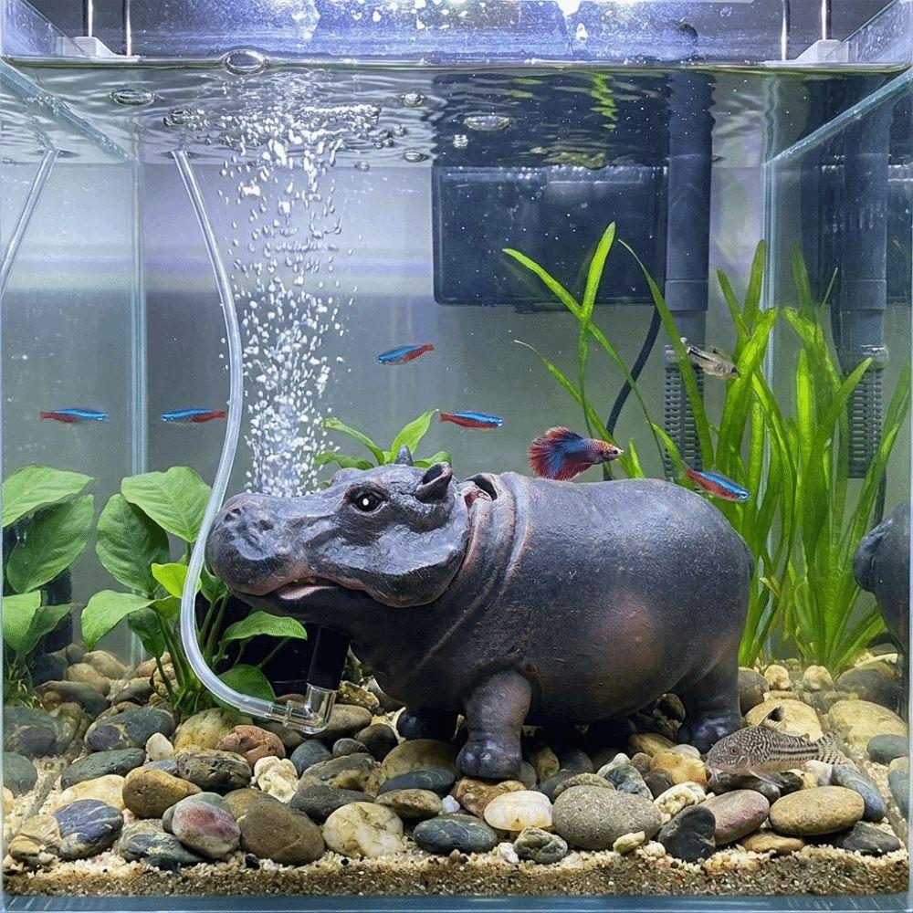 Realistic Hippo Oxygen Pump Efficient Aquarium Hippo Ornament Aquarium Accessories