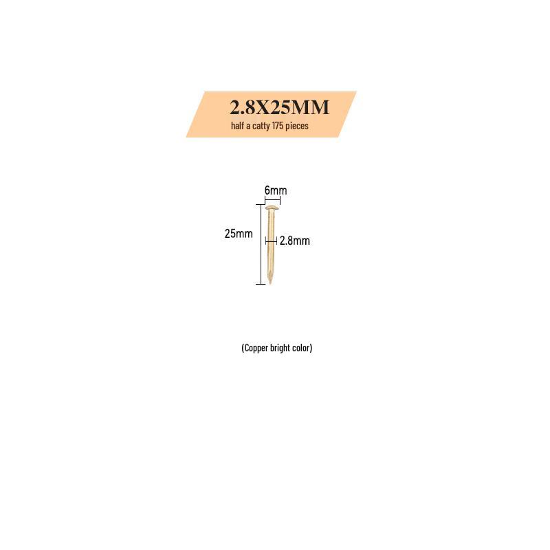 Antique Brass Round Head Copper Nails for Hinges & Decorative Use, Golden Finish, Small Size