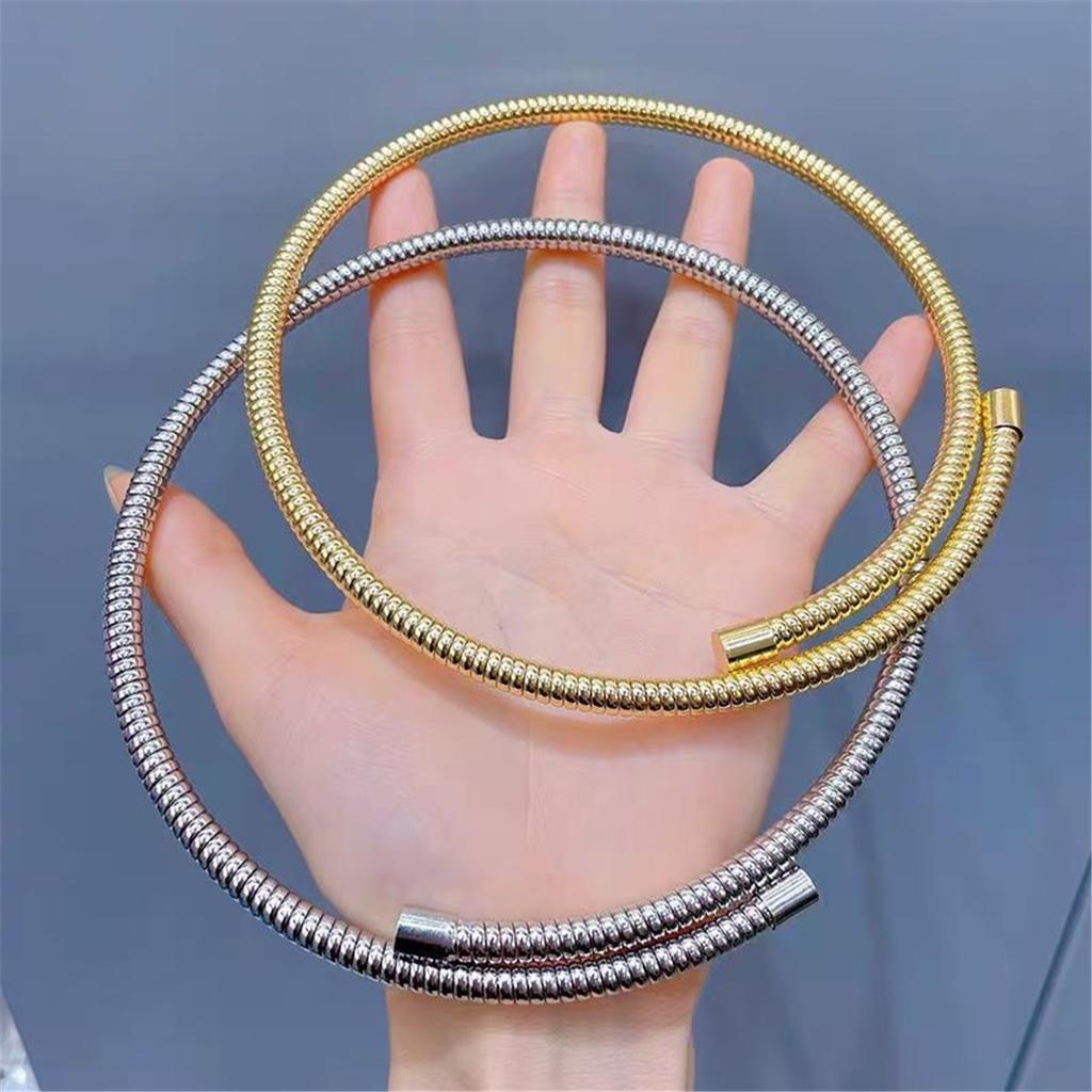 Tooxika Exaggerated Personality Simple Cold Style Round Snake Bone Elastic Collar Necklace Light Luxury Fashion Collarbone Chain