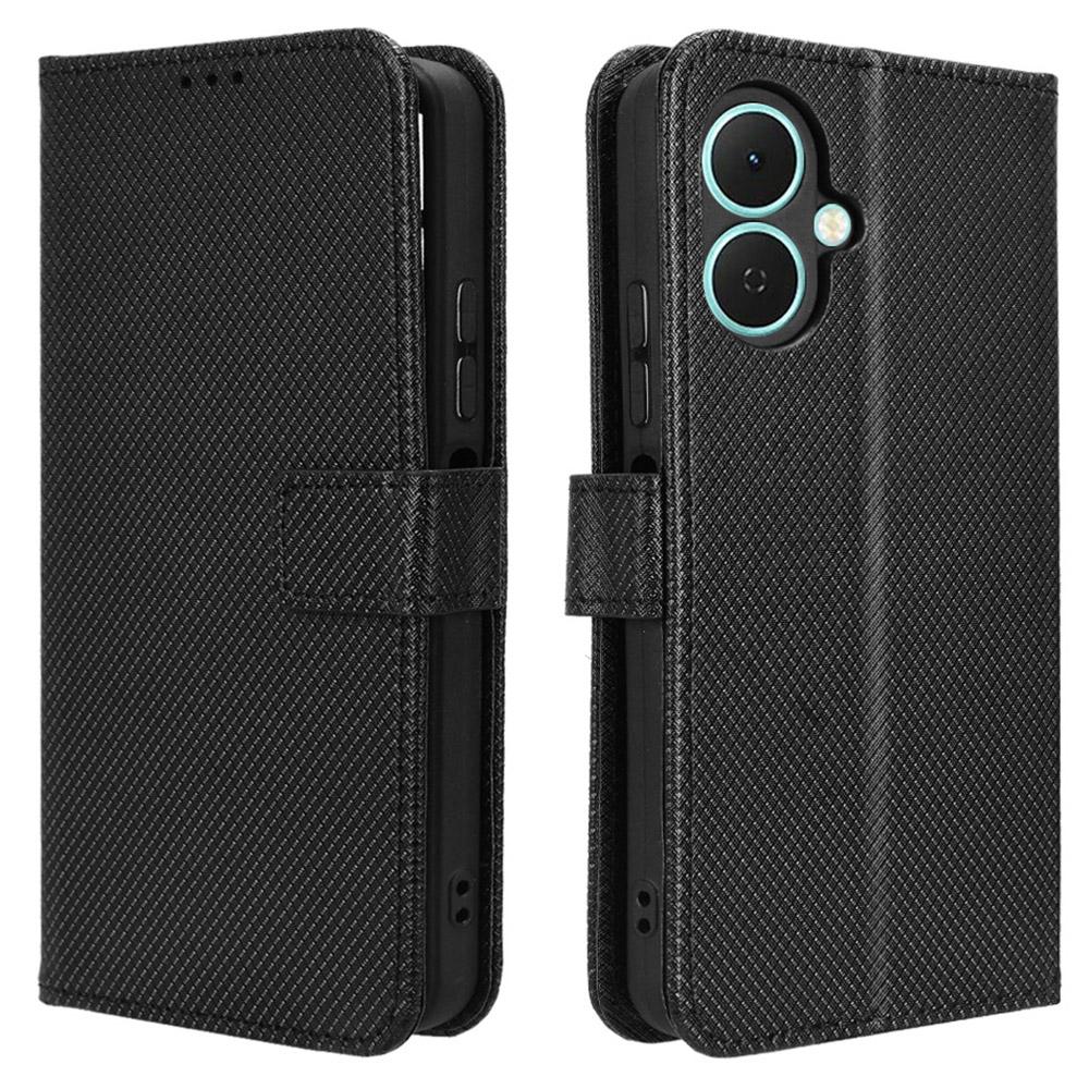 For TECNO Spark Go 2 4G/KM4 Leather Wallet Case with Strap Diamond Texture Phone Cover