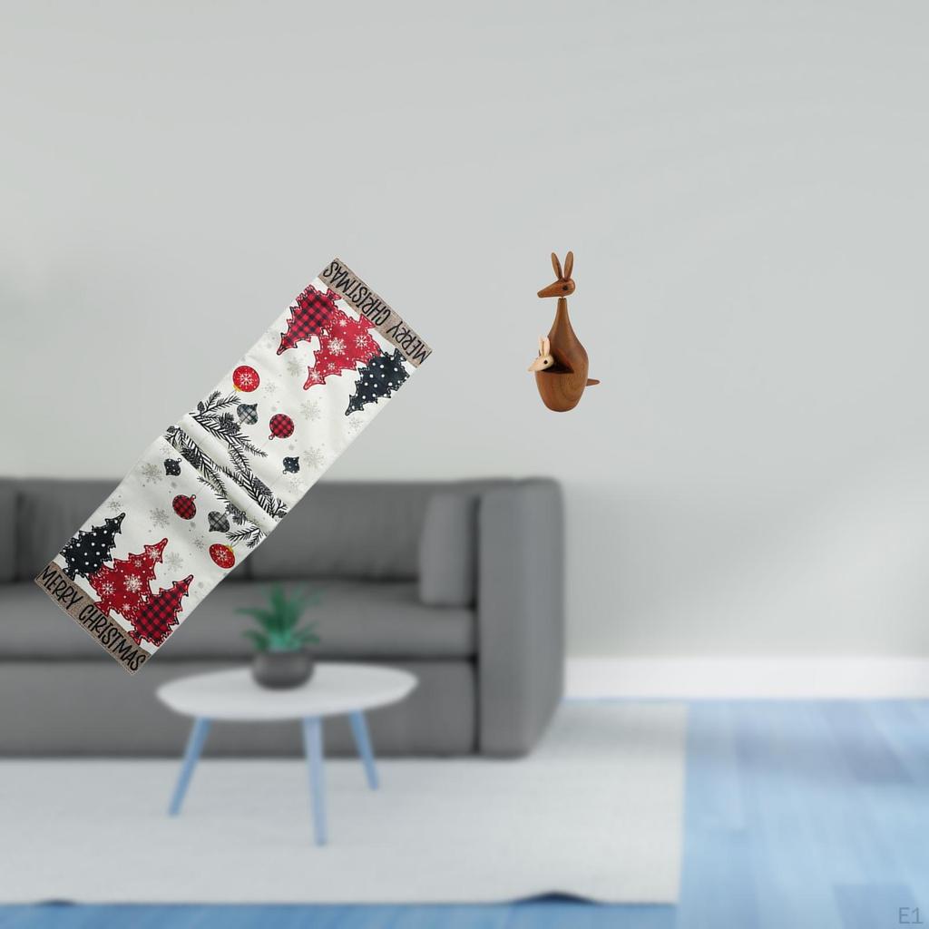 Festive Winter Table Runner with Animal Figurine Sculpture Reusable Holiday Decor for Coffee