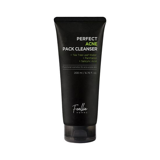 Foellie Homme Clay Pack Cleanser 200ml: Trouble Relief + Pore Tightening + Blackhead Care
