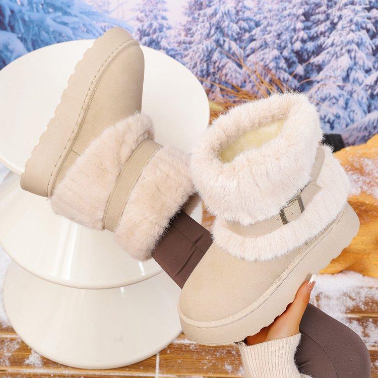 Women's Furry Mouth Plus Size Winter Warm Snow Boots Padded Lining Waterproof Ankle Boots Anti-slip Outdoor Hiking Mountaineering Sports Boots