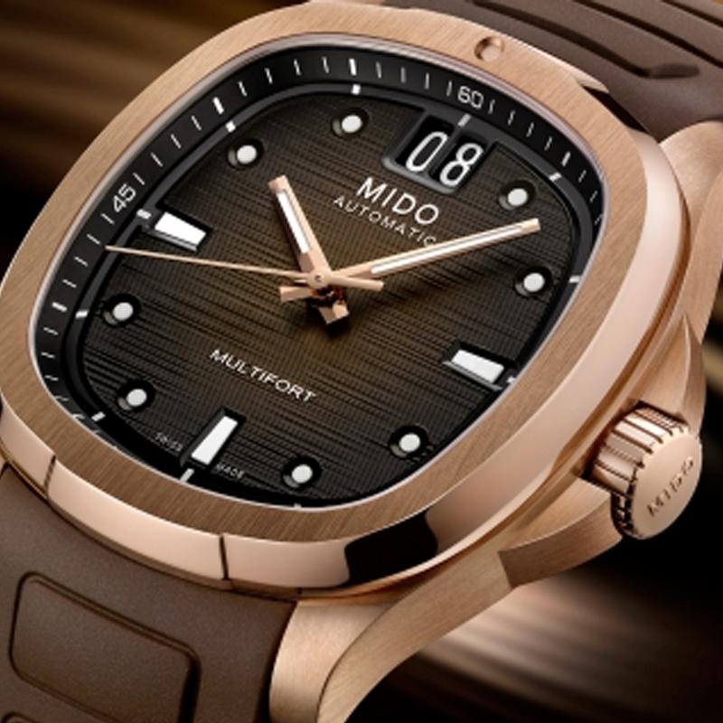 Mido Helmsman Series TV Watch Automatic Mechanical Movement 100 Meters Watch 40*39.2mm Brown Dial Stainless Steel Case Rubber Strap M049.526.37.291.00