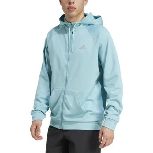 Adidas Logo Hooded Long-Sleeve Jacket for Men, Light Blue