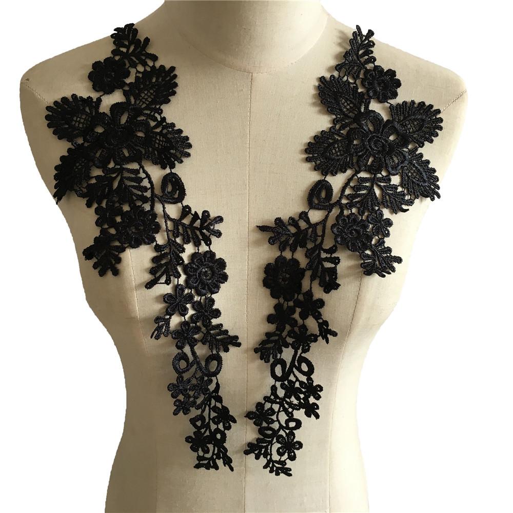 Computer Embroidery Black Lace Collar Diy Lace Lace Dress Accessories Pair For Sale