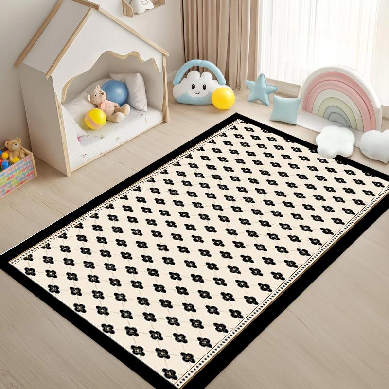Checkered Race Track Area Rug Kids Car Play Mat Non-Slip Carpet for Nursery Playroom Toddler Bedroom  Home Decoration Rugs
