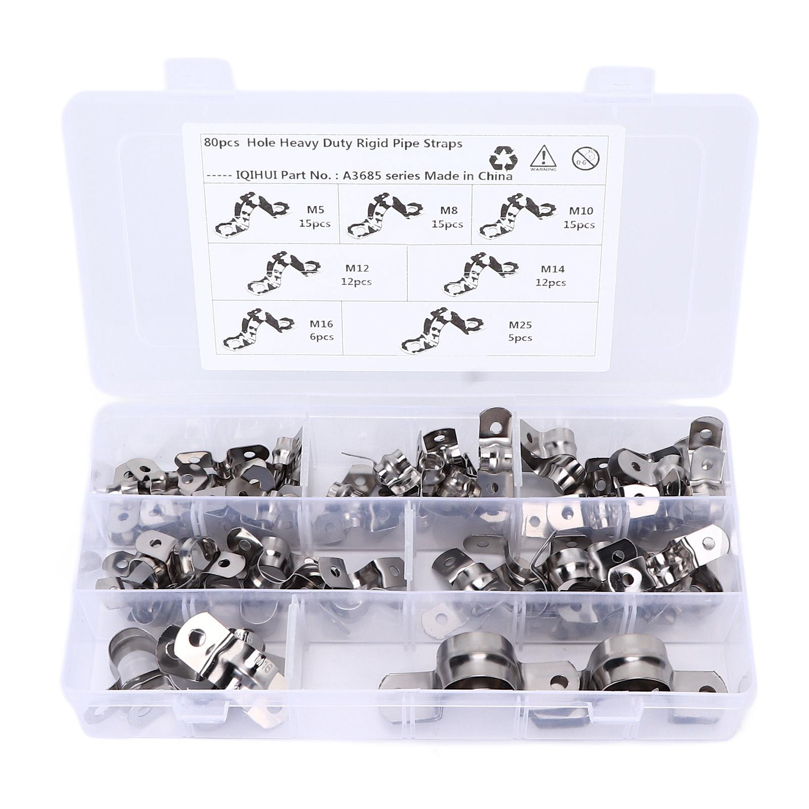 

80 шт. Хомуты для труб из нержавеющей стали, 2 отверстия, U-образные скобы, хомуты для труб, натяжные зажимы, универсальные для RV