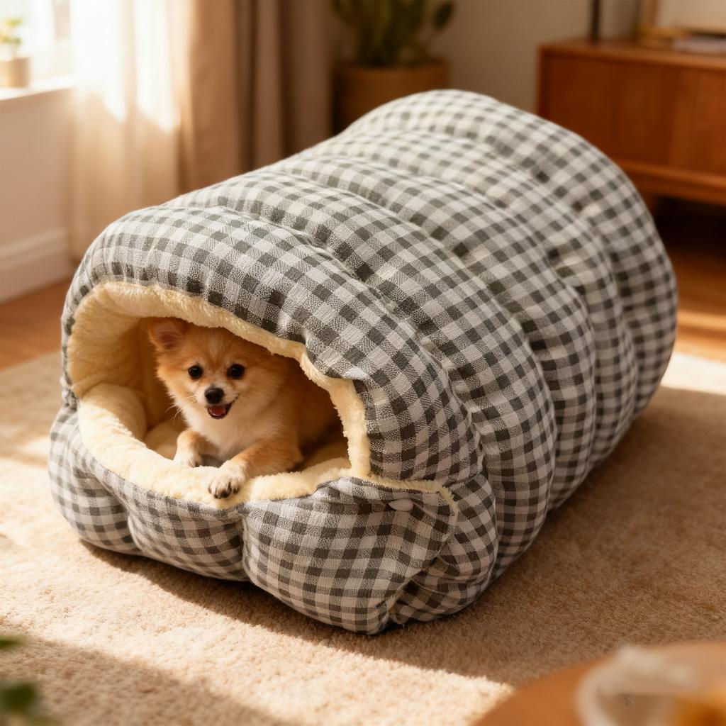 Căsuță Paturi Animale de Companie Pluș Moale Închisă Lavabilă Pat Animale de Companie Fund Îngroșat Termic Cald Confortabil Cuib Animale de Companie Pentru Câini Mici Medii Pisici