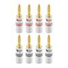 Fiches Bananes Nakamichi Plaqué Or 24K Connecteurs de Câble d'Haut-Parleur Coque Métallique en Aluminium Taille de Calibre 4mm Pièces Banane 12AWG-18AWG (8 (4 paires), Bouchons)