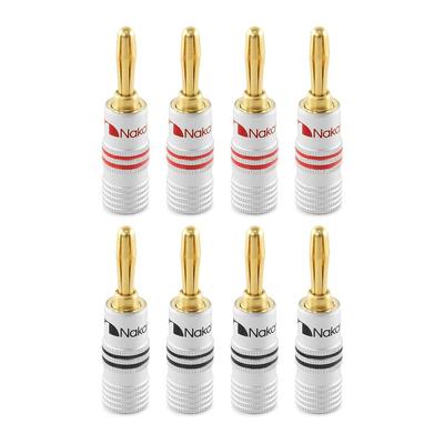 Conectores de Cabo de Alto-falante Banhados a Ouro 24K Nakamichi Plugues Banana Invólucro de Metal de Alumínio Tamanho de Bitola 4mm Peças Banana 12AWG-18AWG (8 (4 pares), Fichas)