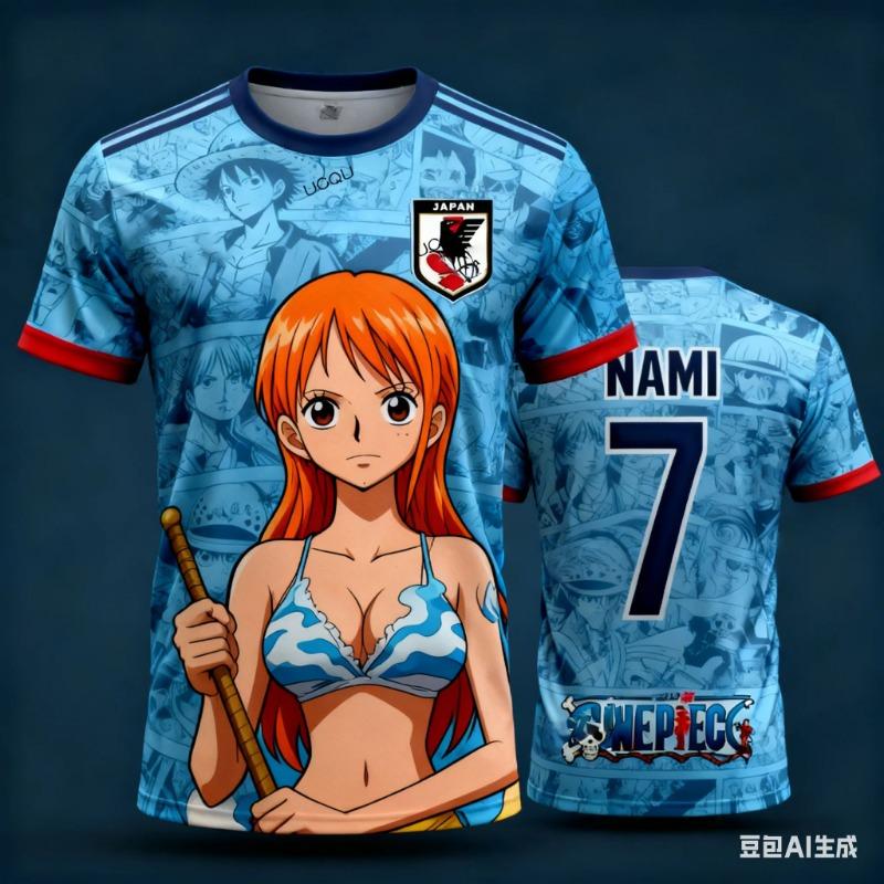 Japan One Piece Luffy Football Jersey Men T-shirt Kids Football Special Jersey Kit Adult Men's/Women's Quick-Drying Sweatshirt
