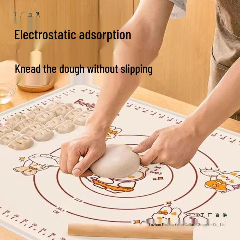 Non-Slip Food-Grade Silicone Kneading Mat and Rolling Pin Mat for Baking and Dining