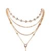 Two Sets of Long Tassel Jewelry Layered Rhinestone Y-collar Necklace