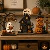 3PCS Vintage Halloween Wooden Indoor Decoration Autumn Decorations Vintage Wooden Blocks Can Be Used for Shelf Decoration