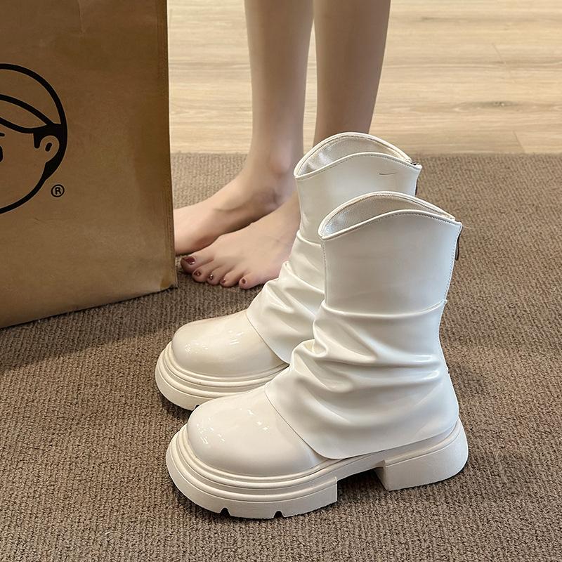 Martin-Stiefel mit dicker Sohle für Damen, Britischer Stil, Britischer Stil, Trend, cool, mittelhohe Stiefel, Kinderfüße, kleine kurze Stiefel, Frühling und Herbst, einzelne Stiefel